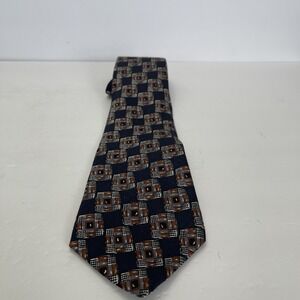 Mara Countess Mara‎ Silk Tie Navy Square Geometric 4" Width Made in USA Necktie